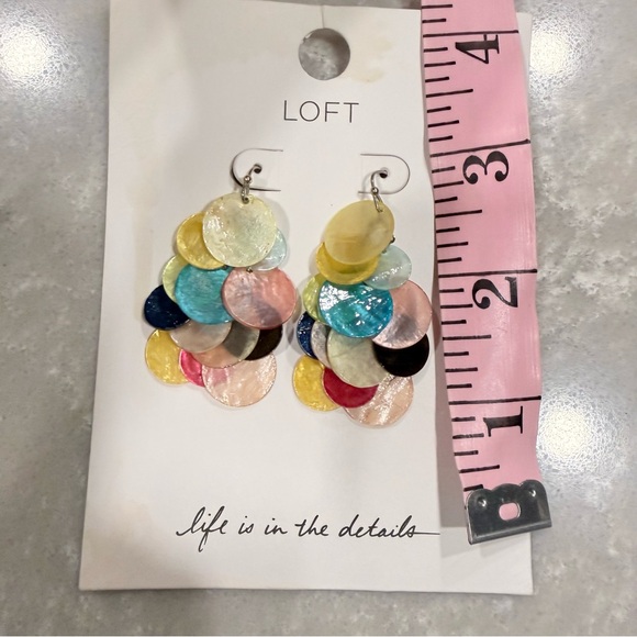 LOFT Rainbow Iridescent Disc Drop Earrings NWT - Picture 4 of 4